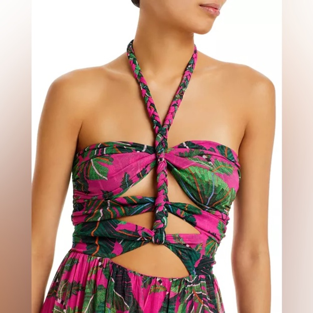 FARM Rio Vibrant Pink and Green Strapless Dress - Picture 3 of 15